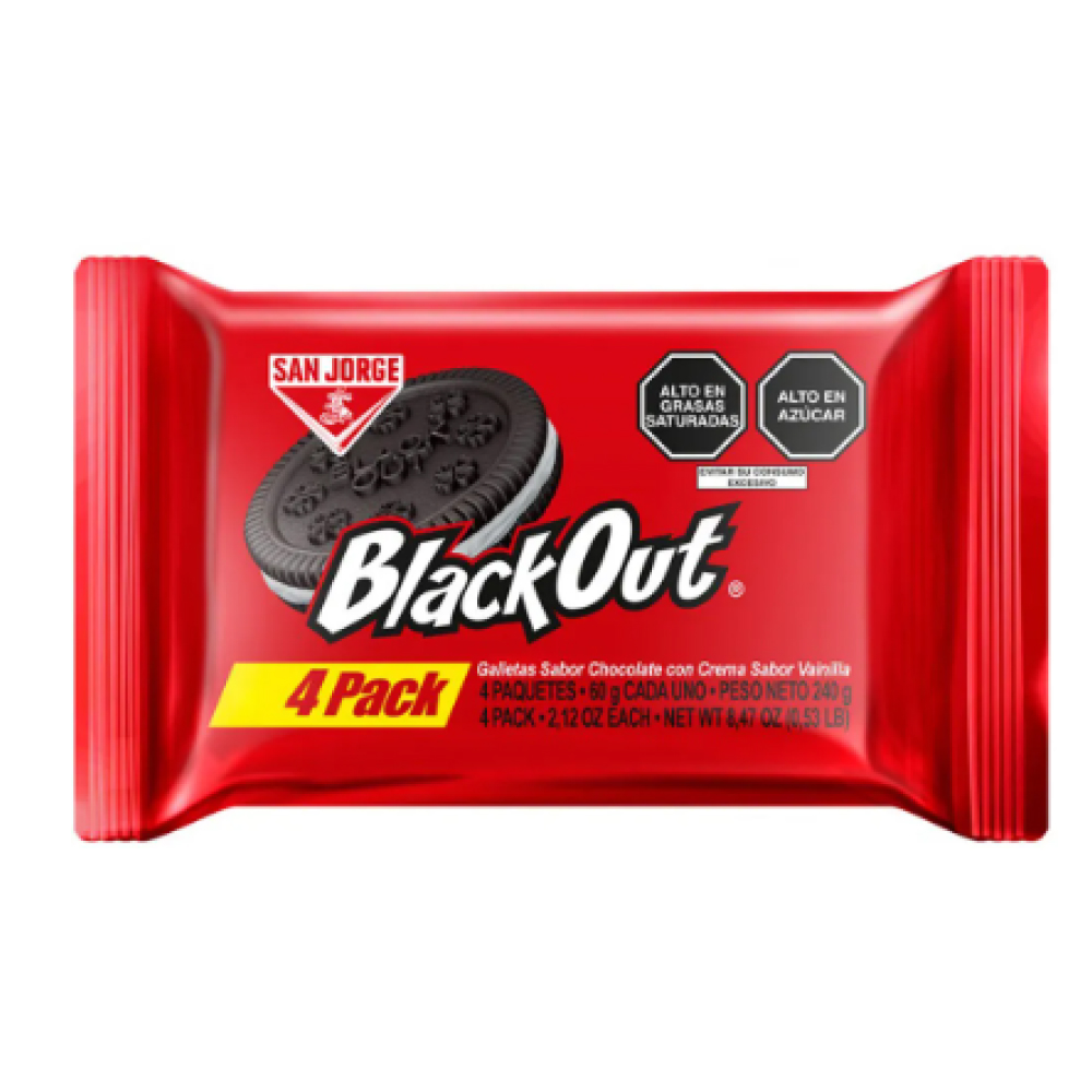7750106000987, GALLETA BLACKOUT CHOCOLATE PACK ROJO 4 UND, 3.50